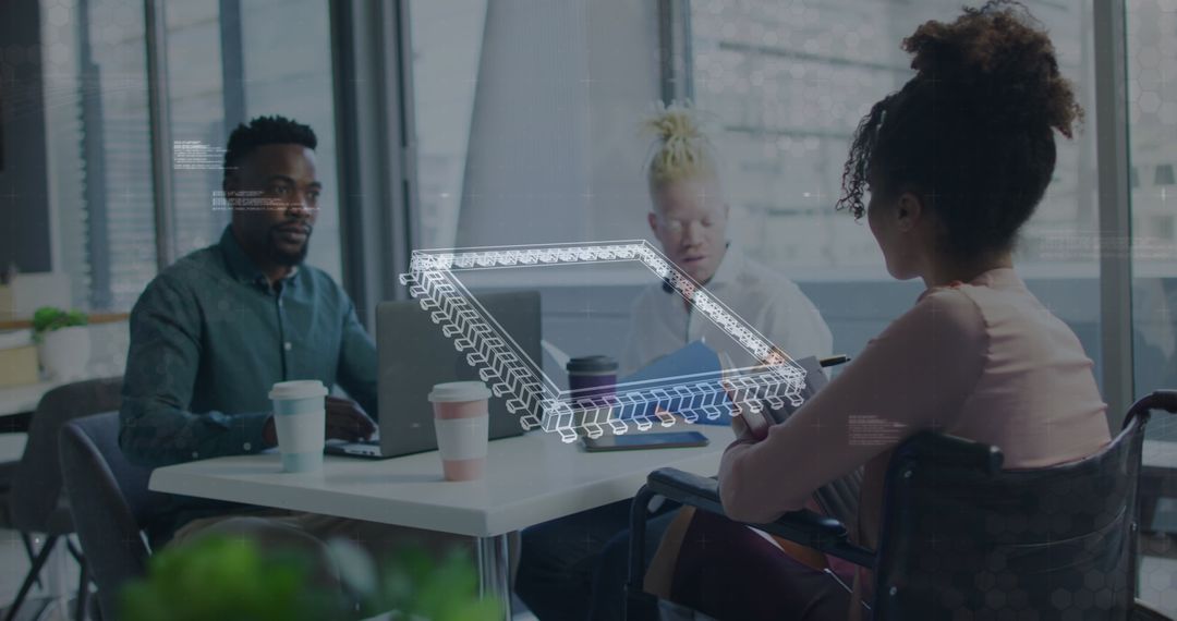 Diverse Business Team in Modern Office with Digital Interface