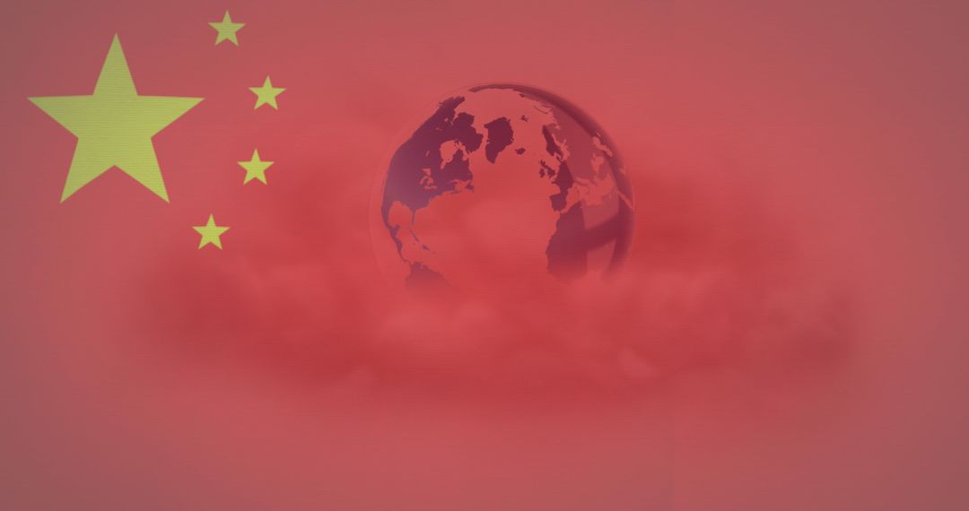 Chinese Flag Overlay with Globe Symbolizing Global Trade