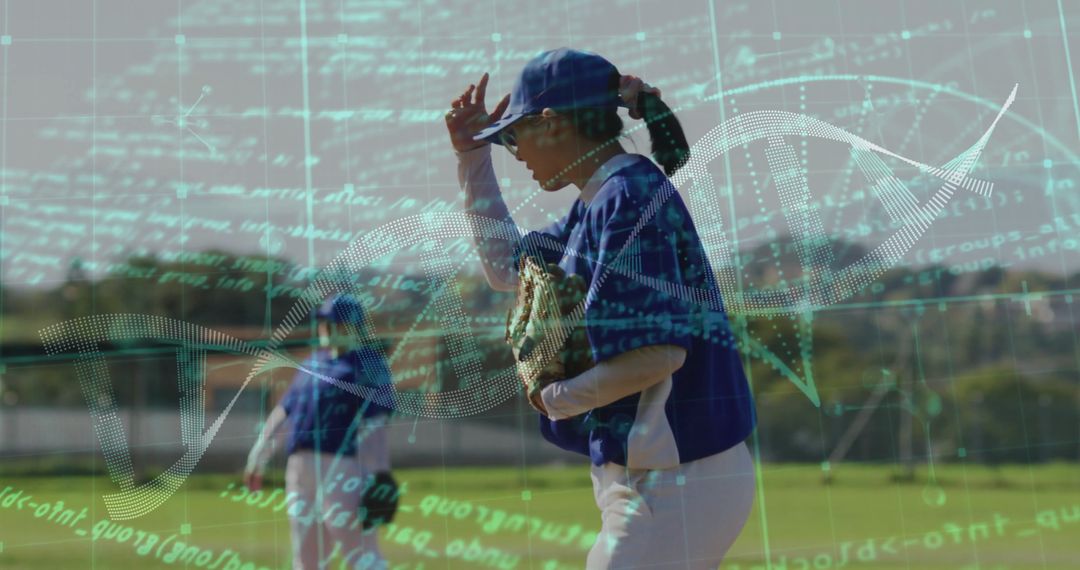 Female Baseball Player Merging Sports with Digital Innovation