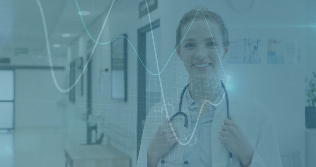 Healthcare Professional with Medical Data Overlay in Hospital