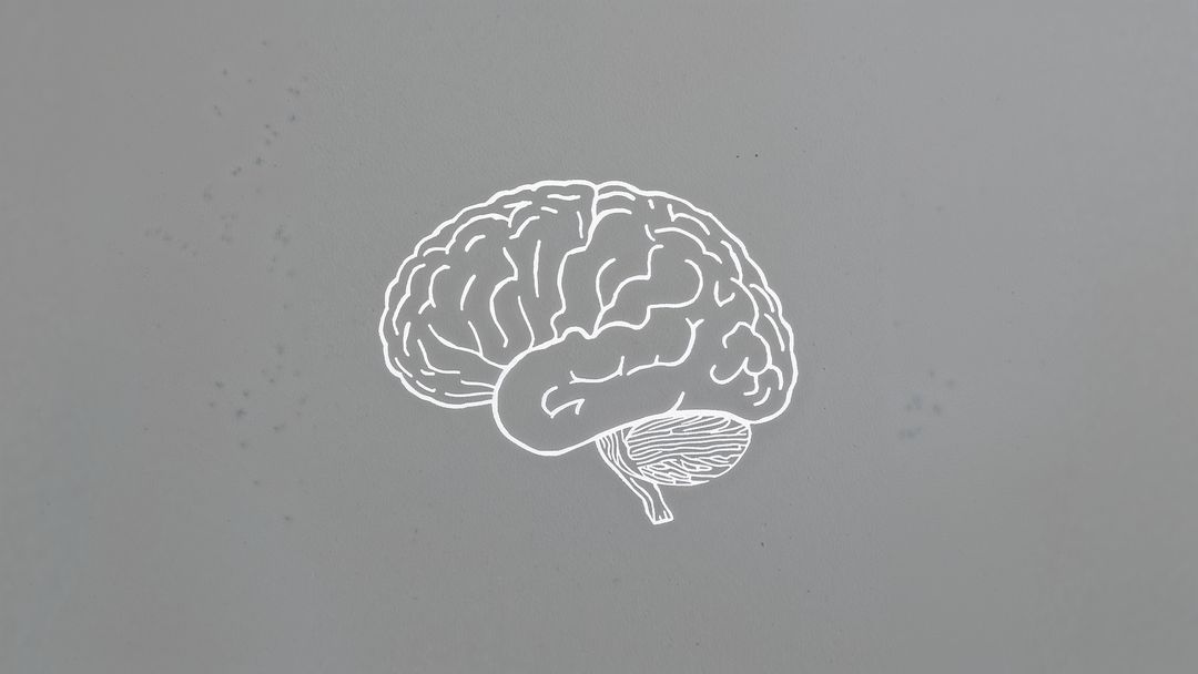 Minimalist Brain Outline on Gray Background
