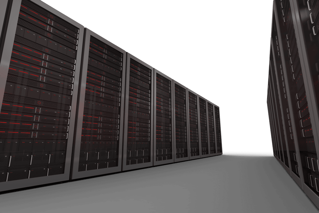 Modern Data Center Server Room with Transparent Background