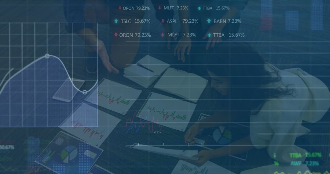 Analyzing Financial Data in Modern Office with Digital Graphics Overlay - Free Images, Stock Photos and Pictures on Pikwizard.com