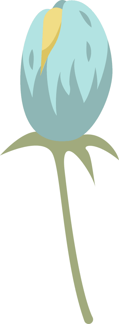 Flat Aqua Flower Bud on Transparent Canvas Vibrant Minimalist Design