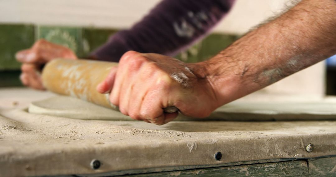 Close-Up Hands Rolling Dough In Artisan Workshop - Free Images, Stock Photos and Pictures on Pikwizard.com