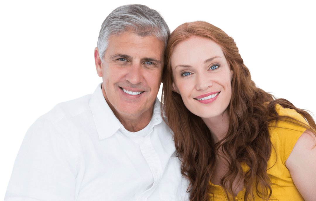 Transparent Background of Happy Couple Smiling Cheerfully