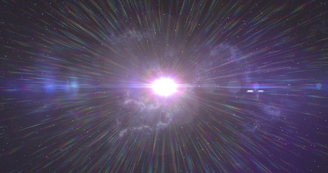 Dynamic Burst of Colorful Light Rays in Space