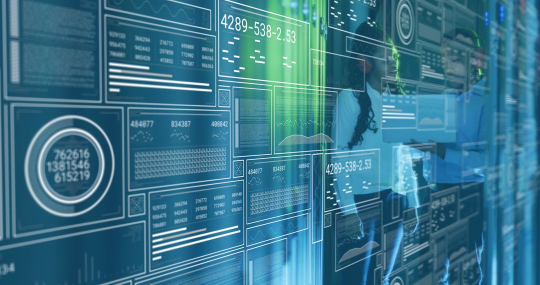 IT Technician Analyzing Data Streams at Server Facility