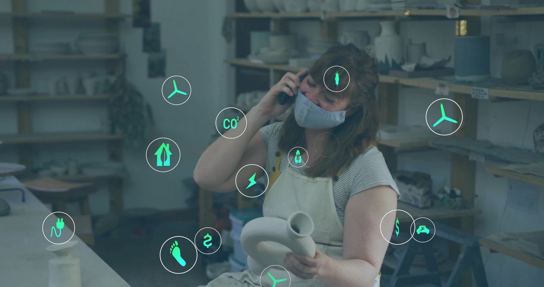 Ceramic Artist Creating Sustainable Art in Studio Environment