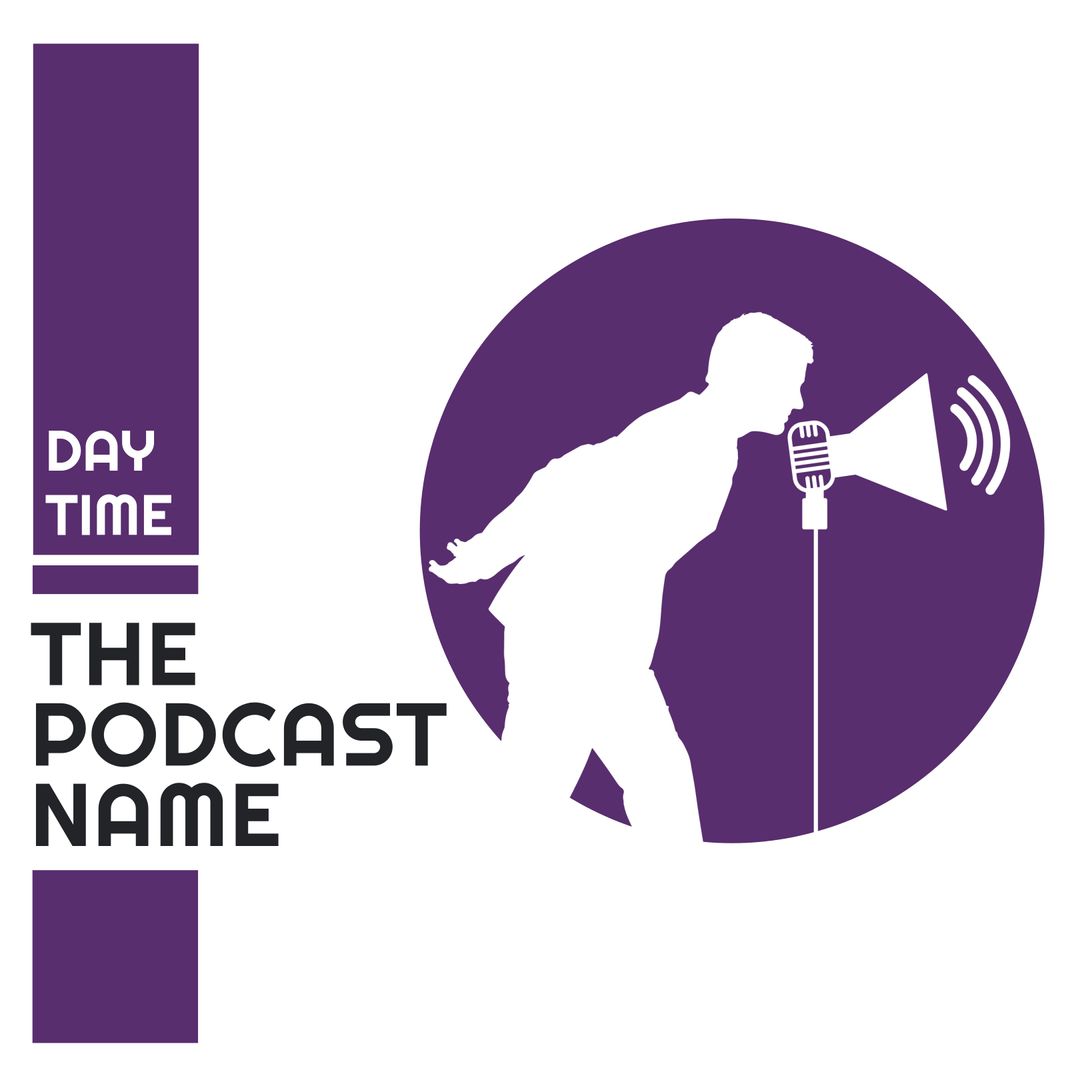 Dynamic Podcast Logo with Silhouette and Microphone