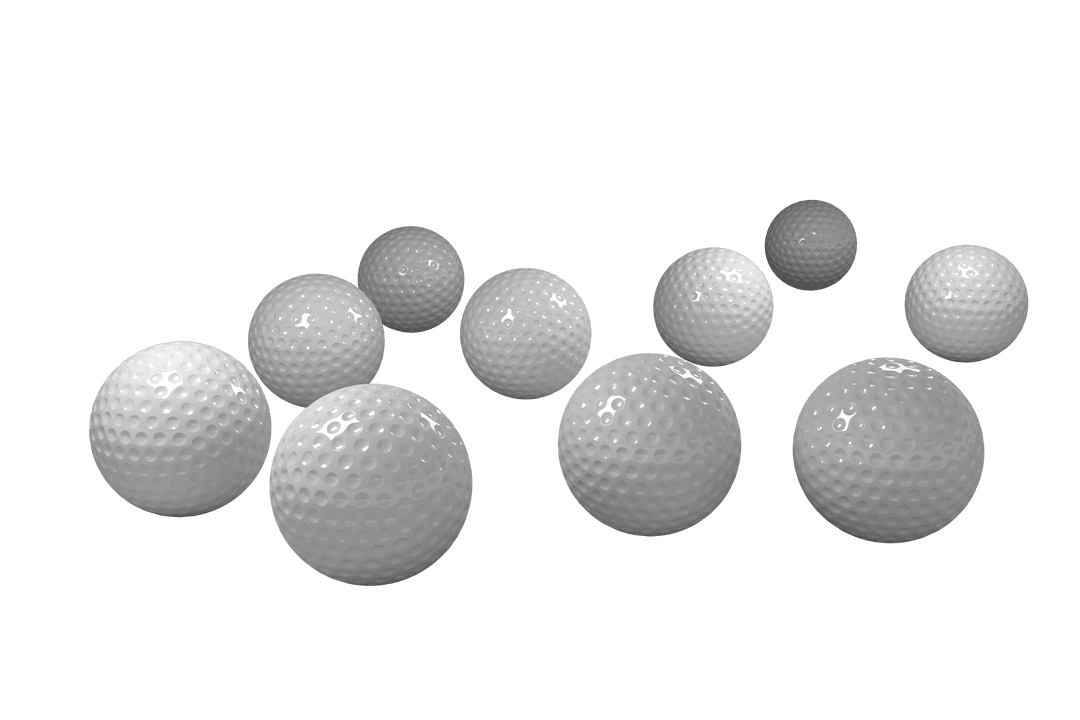 Scattered Golf Balls on Transparent Background for Sporting Events