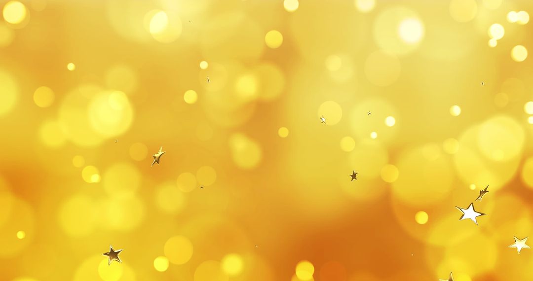 Festive Golden Bokeh Lights and Stars Background