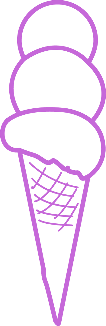 Line Art Ice Cream Cone Vector with Transparent Background