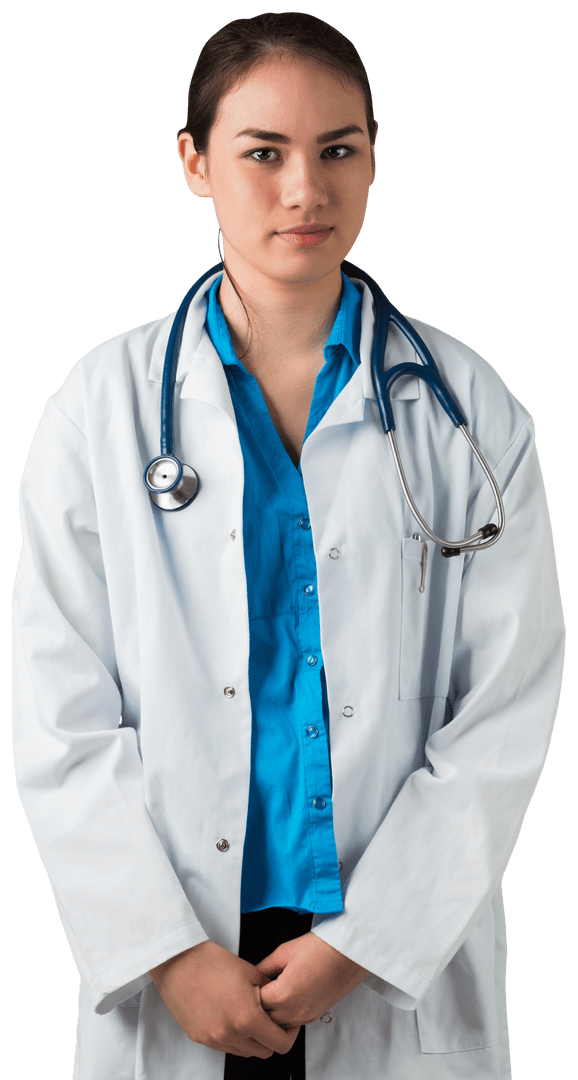 Transparent Background Physician with Stethoscope Smiling at Camera