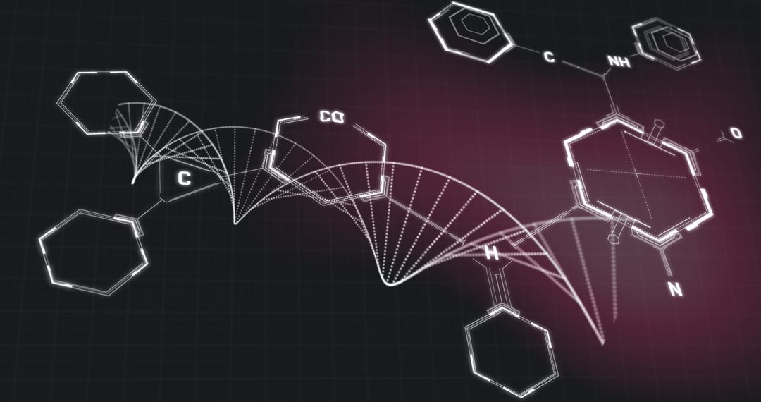 Abstract Chemical Structures and DNA Spiral on Digital Background