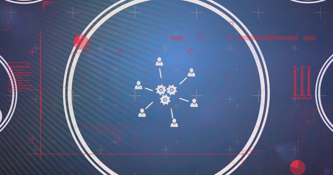 Digital Network with Data Processing Icons