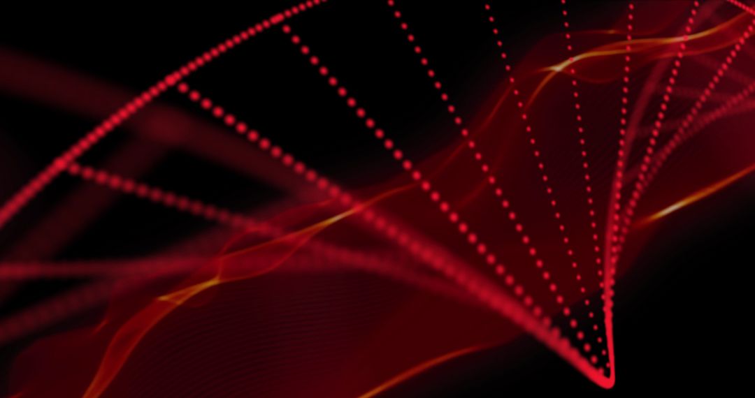 Abstract Red Particle Wave with Flowing Light Streaks on Black