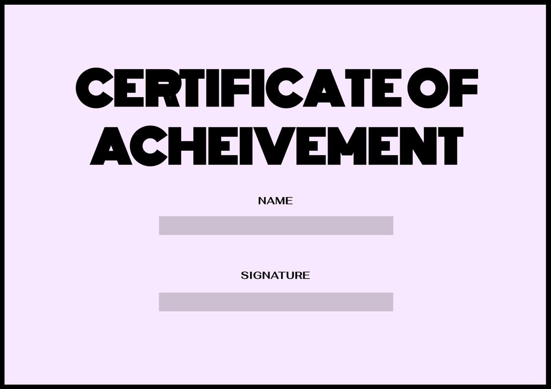 Certificate of Achievement Template with Lilac Background - Download Free Stock Templates Pikwizard.com