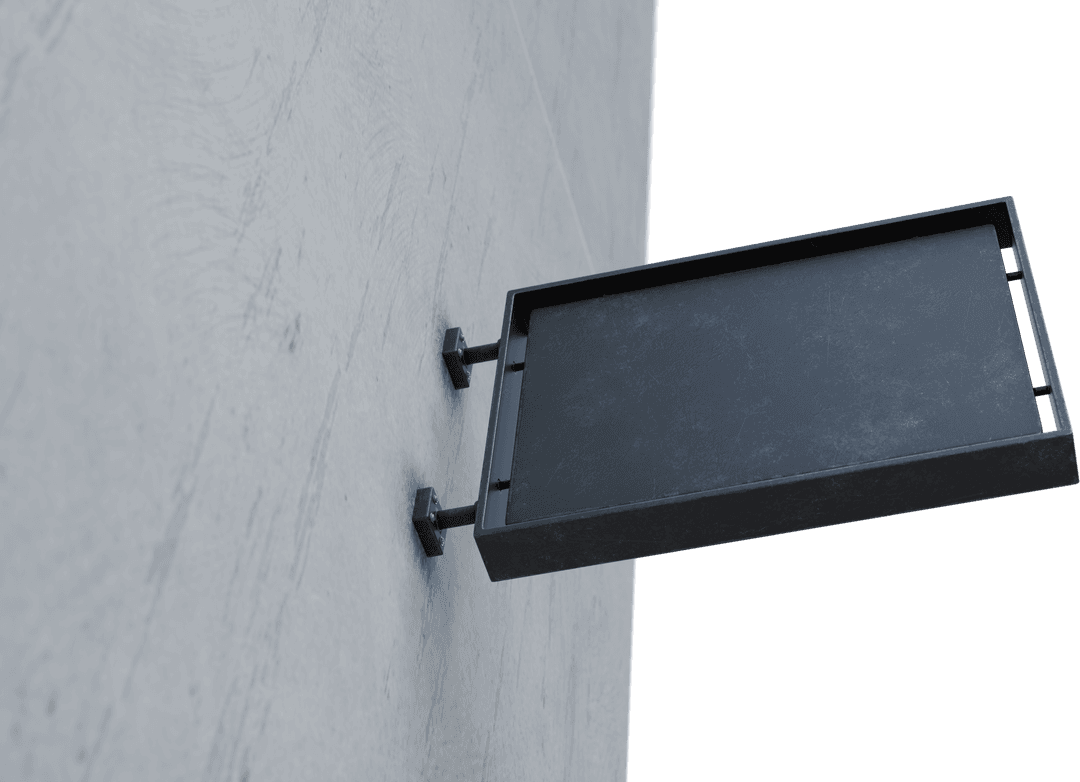 Transparent Blank Business Sign Mockup on Grey Wall