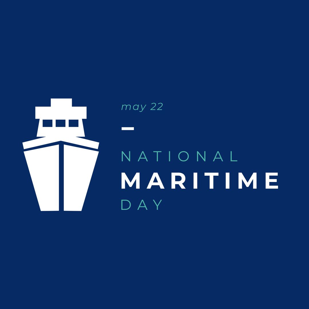 National Maritime Day Poster with Ship Icon and Date