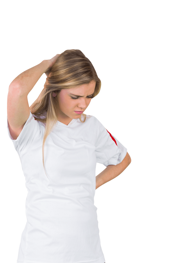 Disappointed Football Fan Posing on Transparent Background