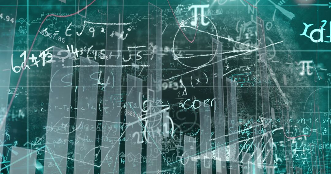 Complex Statistical Analysis with Mathematical Formulas on Green Background