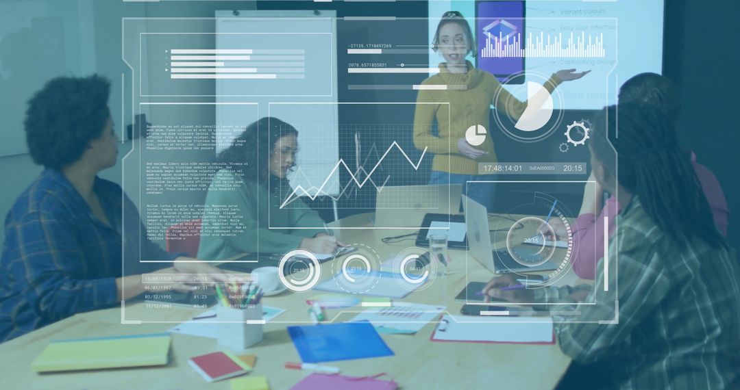 Diverse Team Analyzing Digital Data in Casual Office Setting