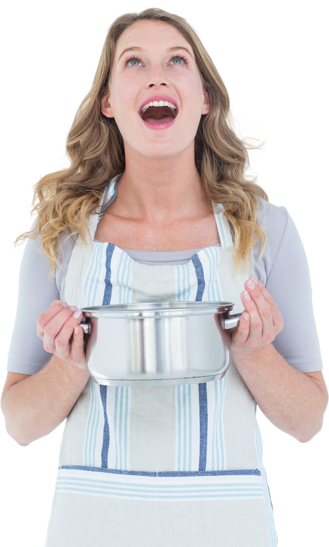 Smiling Woman Holding Saucepan on Transparent Background - Download Free Stock Images Pikwizard.com