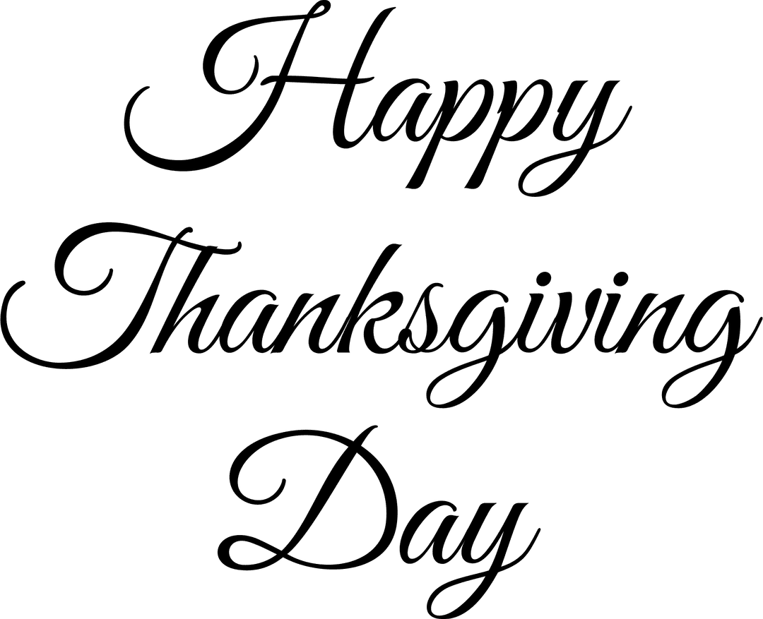 Digital Text of Happy Thanksgiving Day on Transparent Background