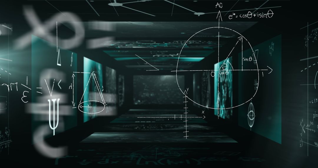 Abstract Mathematical Formula and Equations on Digital Background