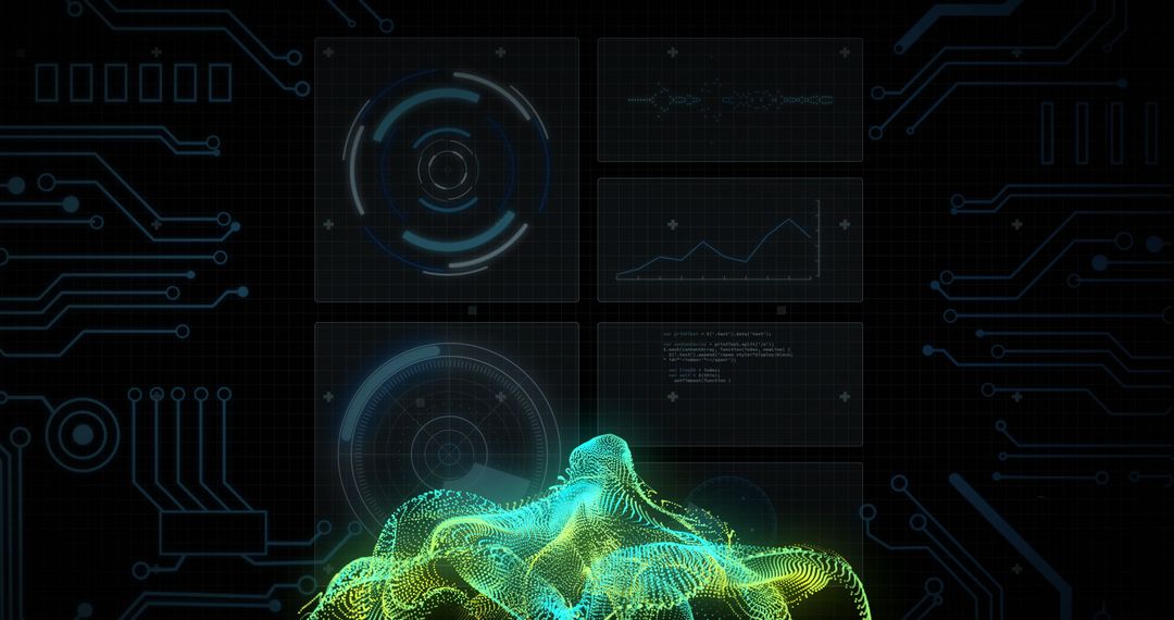 Futuristic Data Analytics with Glowing Digital Patterns