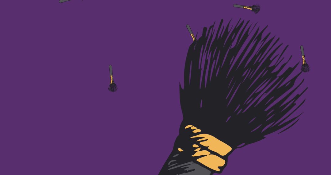 Falling Brushes on Purple Background with Pattern Design