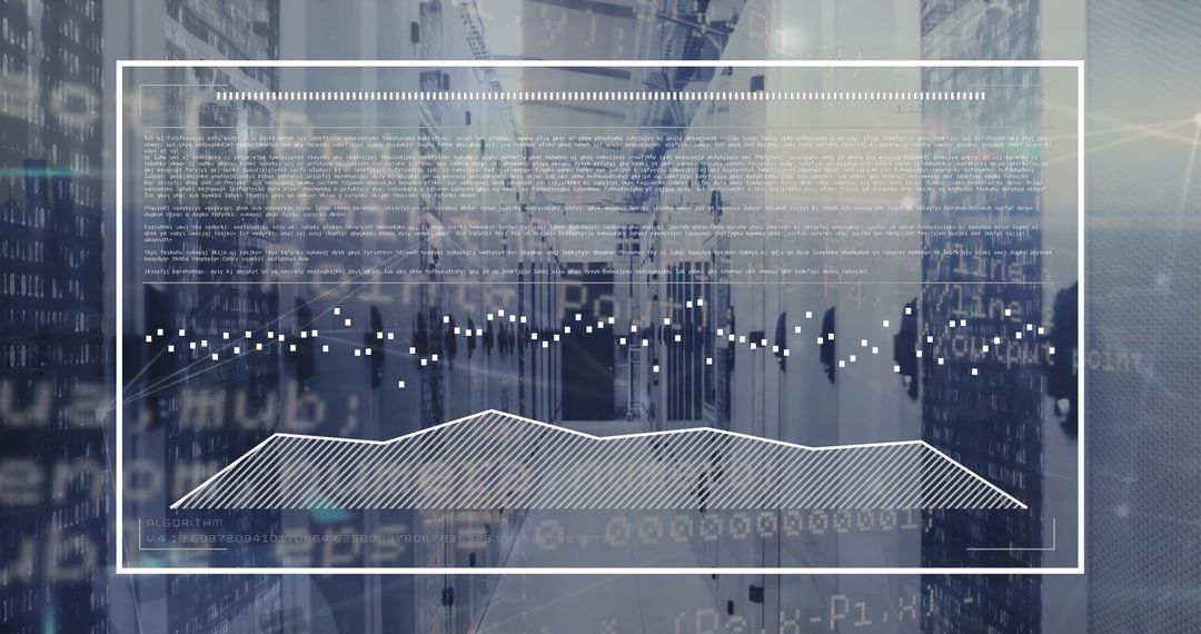 Digital Data Visualization Overlay in Modern Server Room