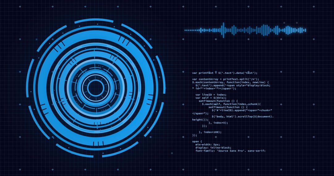 Futuristic Digital Interface with Data Processing and Scanning