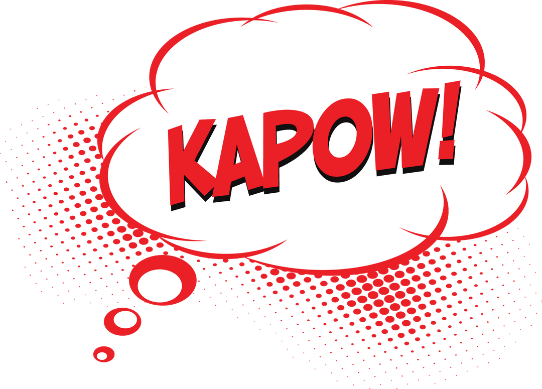 Comic KAPOW Speech Bubble With Halftone Retro Style Transparent
