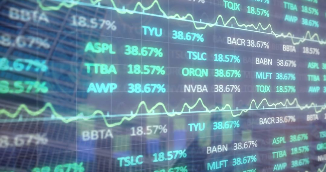 Digital Stock Market Data Projection on Office Building