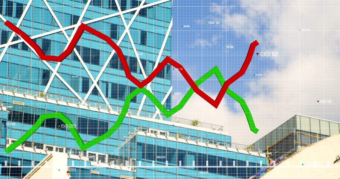 Financial Data Trends with Modern Architecture Overlay