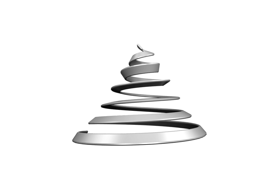 Modern Minimalist Grey Christmas Tree Illustration on Transparent Background