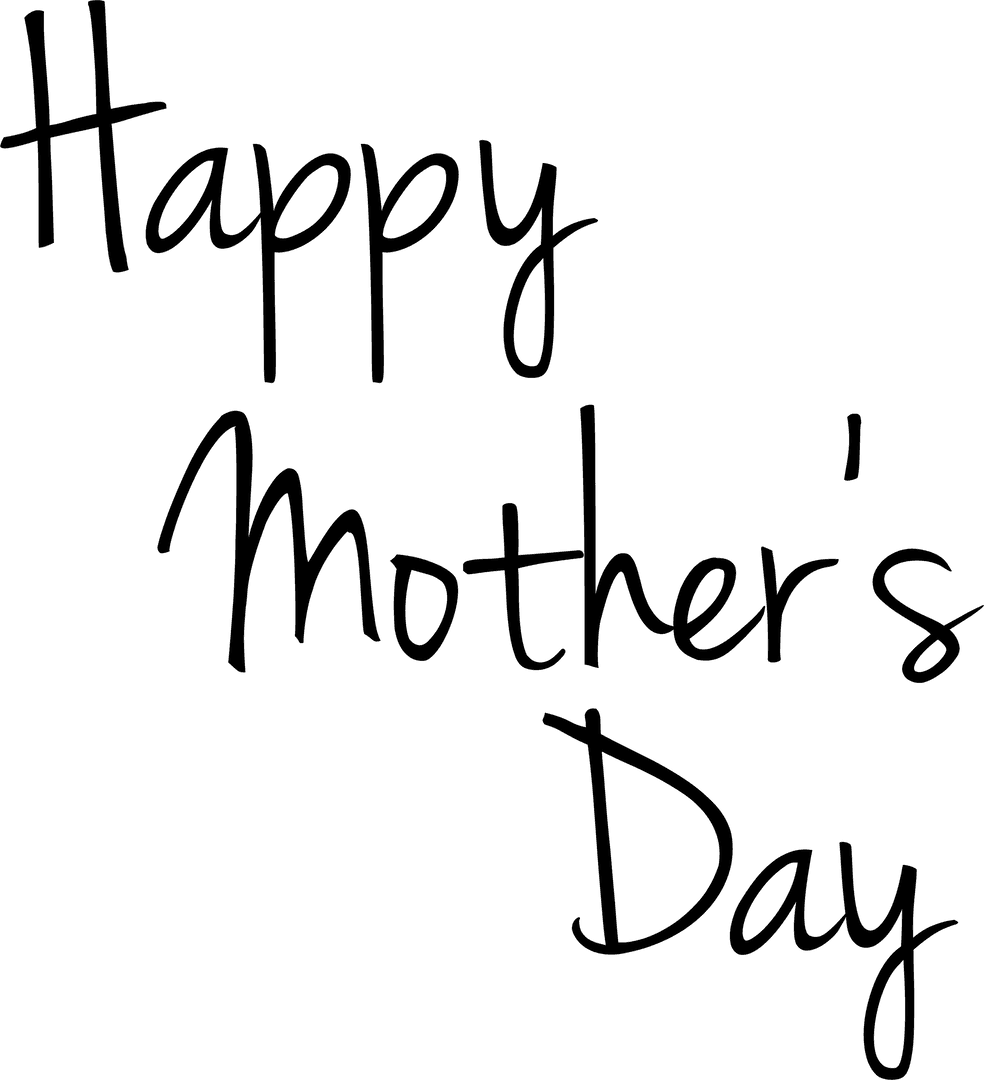 Happy Mother's Day Celebration Text Design on Transparent Background