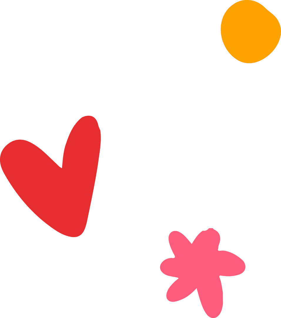 Transparent Abstract Floating Shapes with Heart and Flower