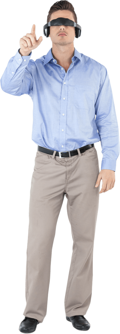 Transparent Background Man Enjoying Virtual Reality Interaction