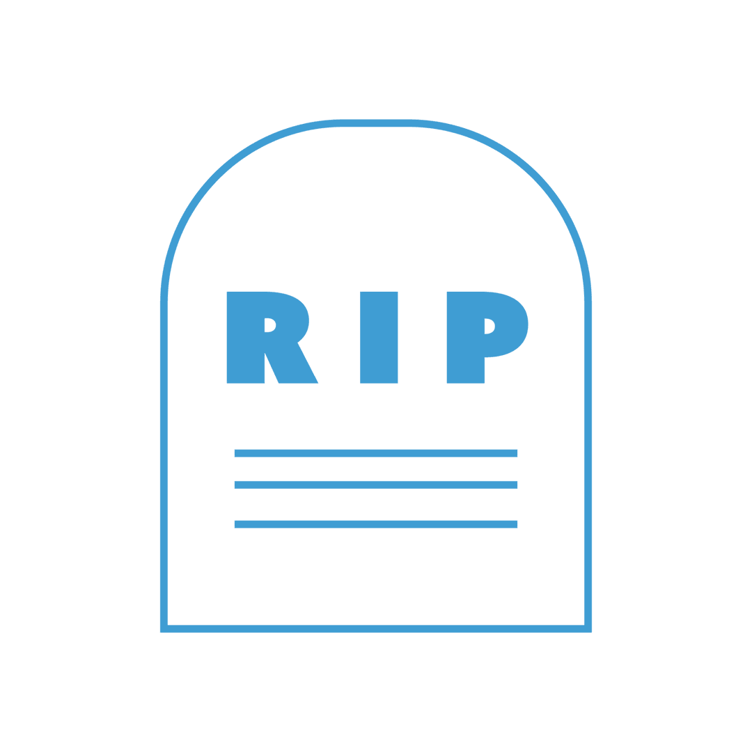 RIP Text on Transparent Tombstone Design for Digital Use