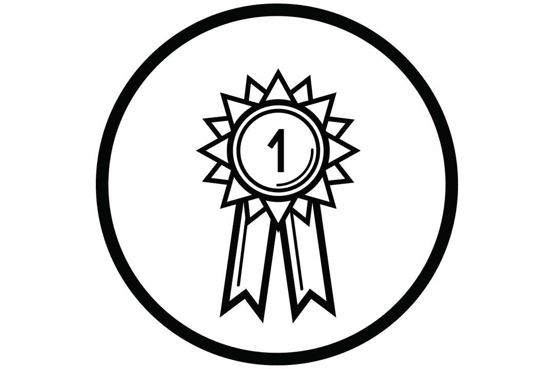 Minimalistic First Place Award Icon on Transparent Background