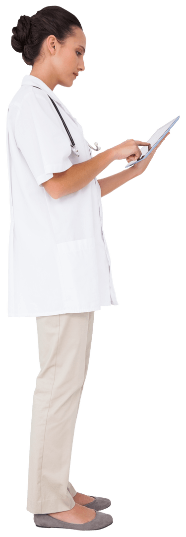 Transparent Medical Professional Using Tablet in Uniform
