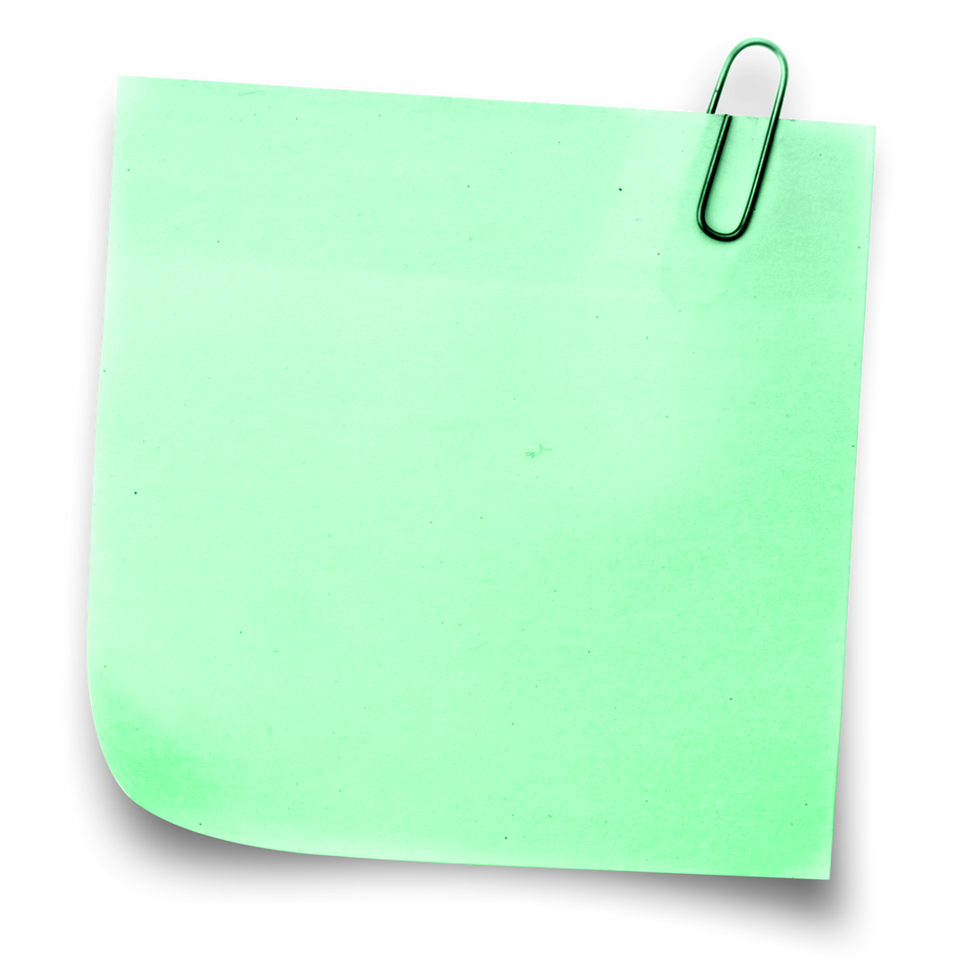 Transparent Green Sticky Note with Black Paper Clip - Download Free Stock Images Pikwizard.com