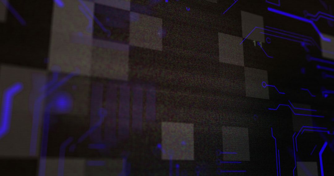 Abstract blue circuit overlay on black background