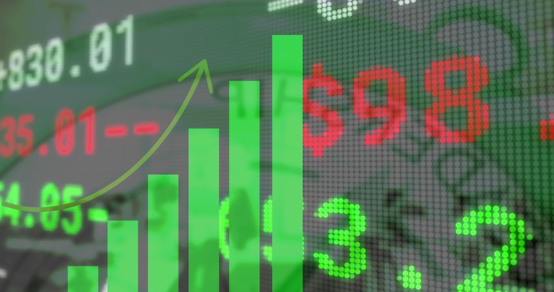 Financial Data Analysis with Growing Chart and Time Icons