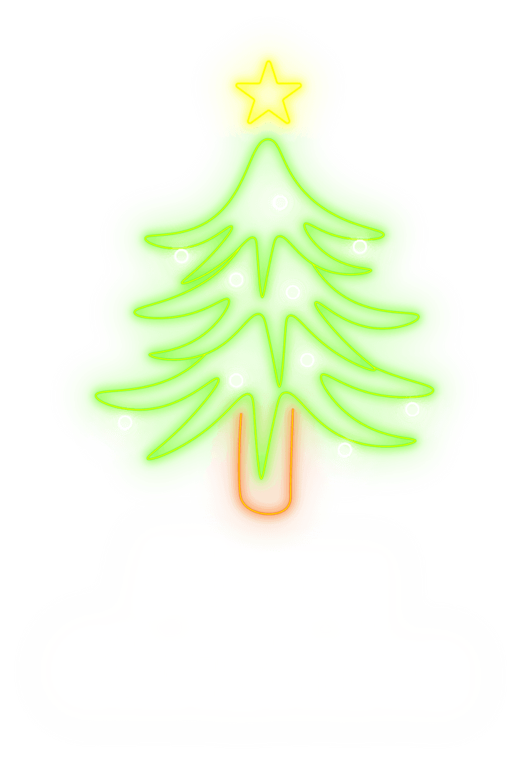 Glowing Transparent Neon Christmas Tree Illustration
