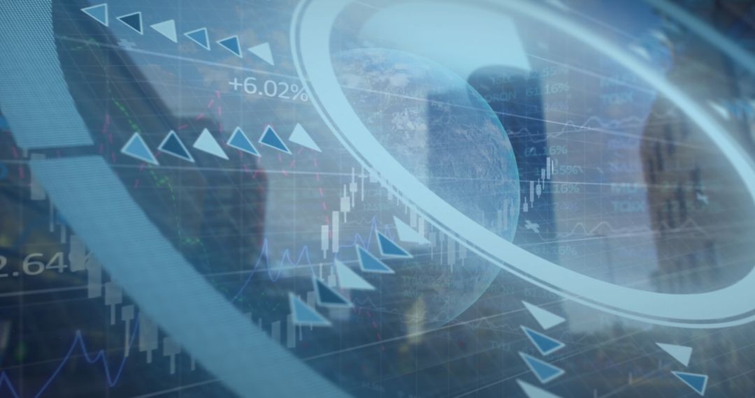 Global Digital Interface with Network Connections Over Cityscape