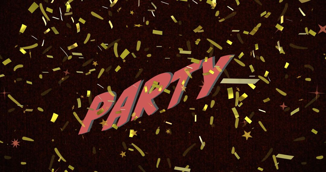 Festive Confetti Background with Bold Party Text